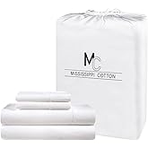 1000 Thread Count King Size 100% Egyptian Cotton Sateen Sheet Set 4 Piece Bed Sheets Long Staple 18 Inches Extra Deep Pocket All Season Bedding Super Soft Comfortable Breathable Hotel Luxury White