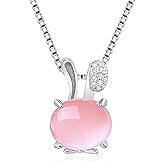 HIHETE Pink Bunny Rabbit Necklace for Women, Pink Crystal Pendant, Cute Animal Jewelry, Easter Birthday Gift for Girls Daughter, 18 Inch