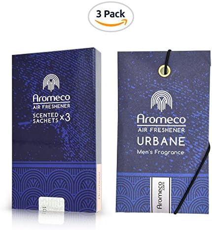 Aromeco Car Air Freshener - Wardrobe Freshener - Shoe Freshener - Toilet Freshener - Room Freshener - Scented Sachet - Men's Fragrance - Urbane, Pack of 3