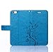 Auroralove 019 Handmade Bling Rhinestone Soft Slim Flip Stand Wallet Iphone 6/6s 4.7 Flower Butterfly PU Leather Case for Girls Women-Blue