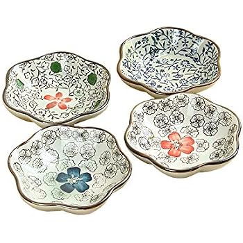 Set Of 4 Japanese 3.25" Soy Sauce Dipping Bowls – Green Kosui Crackle – Made In Japan