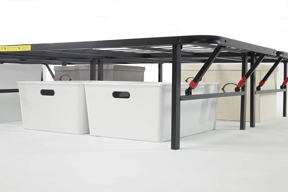 Basics Foldable, 14" Metal Platform Bed Frame with Tool-Free Assembly, No Box Spring Needed - Twin: Furniture & Decor