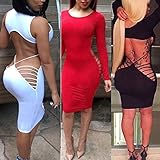 Women's Sexy Hollow out Backless Irregular Bandage Dress Night Club Party Dresses