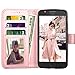 Moto E4 Plus Case for Girls, 2017 Motorola Moto E Plus 4th Generation Flip Cover, Tekcoo Luxury PU Leather [Rose Gold] Wallet ID Cash Credit Card Slots Holder Clutch Carrying Cases & Kickstand