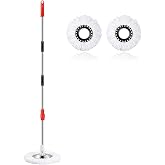Spin Mop Replacement Handle,360&deg;Spin Mop Pole Handle Replacement Rotating Telescopic Stick for Head Replace, 2 Microfiber Mop,37-to-61 inch Mop Stick Spinning Household Cleaning Accessories for Home