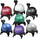 Isokinetics Inc. Brand Balance Exercise Ball Chair - Choice of Ball Color - Exclusive: Office size 60mm/2.5" wheels (versus 50mm/2" wheels used on other brands) - w/Ball Measuring Tape & Starter Pump - Adult Size