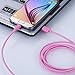 iSeeker Bundle of 3 Durable 6.6ft/2m Nylon Braided Tangle-Free Micro USB Cable for Android, Samsung, HTC, Motorola, Nokia and More(Pink)