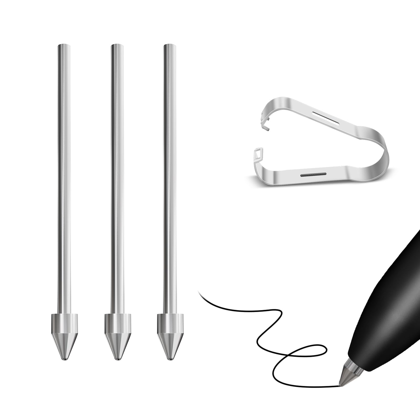 Titanium Alloy Fine Point Replacement Nibs Compatible with Samsung Galaxy Tab S11/S10/S9/S8/S7/S6,Note 20/10, S22/S23/S24/S25 Ultra S Pen, for Kindle Scribe Pen, 3 Pcs