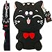 Galaxy J7 V Case,Galaxy J7 Prime Case,J7 Perx Case,J7V Case,J7 Sky Pro Case, Skmy 3D Black Lucky Fortune Cat Kitty with Cute Bow Tie Silicone Rubber Phone Case Cover for Samsung Galaxy J7 2017 (Black)