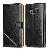 Samsung Galaxy S8 wallet case, AmazingBull [Wrist Strap] [STAND] [Credit Card Holder] [Cash Slot] [Magnetic Closure] [Protective PU leather] [Soft TPU Inner] [360 Protection] for Galaxy S8 (BLACK)