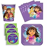 Dora & Friends Grown Up Birthday Party Supplies Set Plates Napkins Cups Kit for 16 Plus Stickers