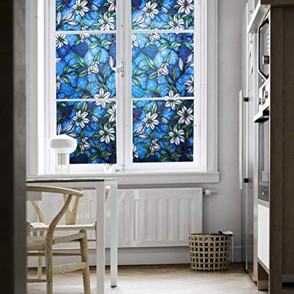 Coavas Window Privacy Film Decorative NonAdhesive Stained Glass