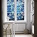 Coavas Decorative Window Privacy Film, Heat Control Sun Blocking Stained Glass Window Film, Floral Design Static Cling, Non Adhesive Windows Tint for Bathroom Front Door(Vinyl, 17.5