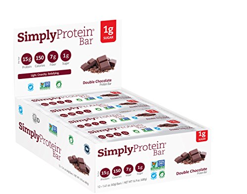 SimplyProtein Bar, Double Chocolate, Pack of 12, Gluten Free, Non GMO, Plant Based