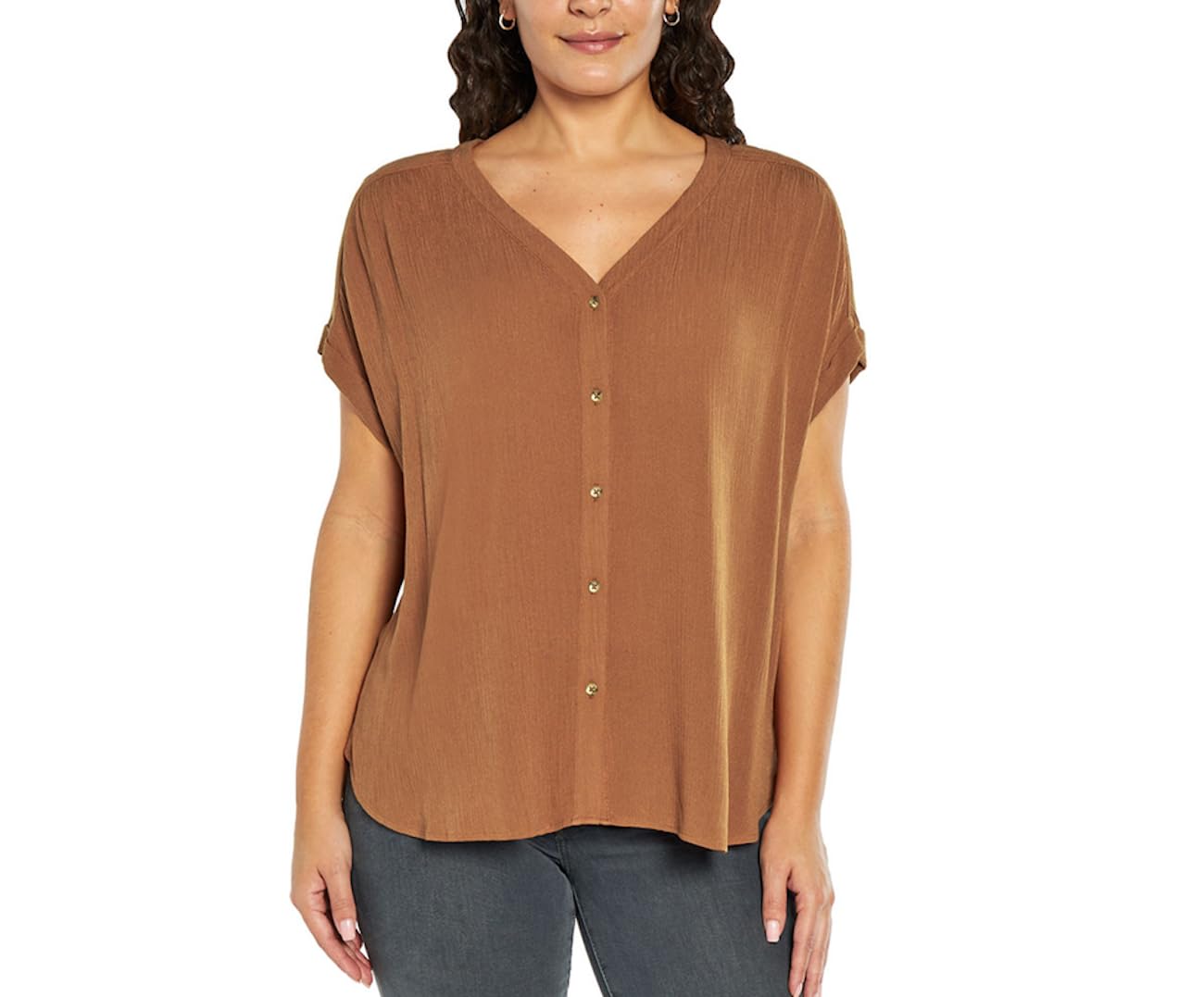 Photo 1 of Orvis Women's Short Sleeve Button Front Blouse Shirt (US, Alpha, Medium, Regular, Regular, Rust)