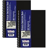 U.S. Art Supply 8.5" x 11" Premium Hardbound Sketch Book, 70 Pound (110gsm), Book of 80-Sheets (Pack of 2 Sketchbooks)