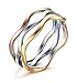VNOX Womens Stainless Steel Tri-Color Wave Band Ring for Wedding Promise Engagement,Size 8