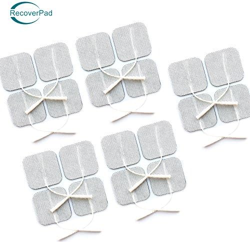 RecoverPad Square TENS Electrode,20 Pack of 1.5" X 1.5" Electrode Pads for TENS Therapy - Universally Compatible with Most TENS/EMS/IF Machine - Self-Adhering, Washable, Reusable and Premium Quality