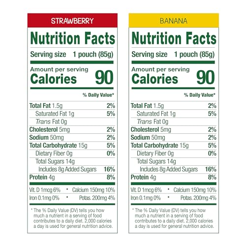GOGO SQUEEZ YOGURTZ VARIETY PACK, STRAWBERRY & BANANA, 3 OZ (PACK OF 20), KIDS SNACKS MADE FROM REAL YOGURT AND FRUIT, NO FRIDGE NEEDED, GLUTEN FREE, NUT FREE, RECLOSEABLE CAP, BPA FREE POUCHES