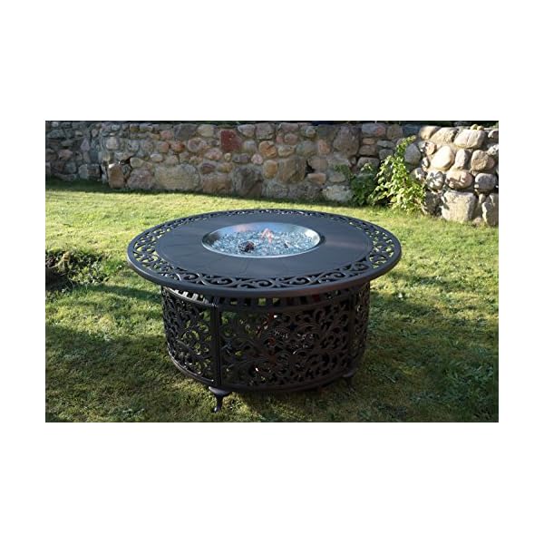 Made for us® Gartentisch, Feuertisch, Gastisch, Aluguss, rund, Ø 120 cm, Terassenfeuer Höhe 60 cm, Gartentisch mit… – Bild 6