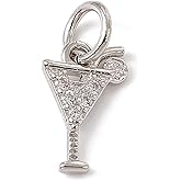 KitBeads 10 pcs Brass Cocktail Cubic Zirconia Charms Micro Pave Goblet Drink Charms Platinum Plated Alcohol Martini Charms for Jewelry Making Earrings