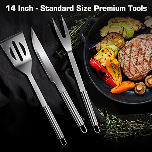 Ustensiles Barbecue, 30pcs Kit Barbecue Acier Inoxydable, Ensemble d\'outils pour Barbecue Portables avec Tablier de Rangement pour BBQ Camping Extérieur Hommes Femmes Cadeaux