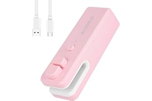 WOSERLD Mini Bag Sealer 2 in 1 Heat Sealer Bag Sealer and Cutter, Bag Sealer for Snacks, Lithium battery bag resealer for chip bags portable sealer kitchen food packaging seal (pink)