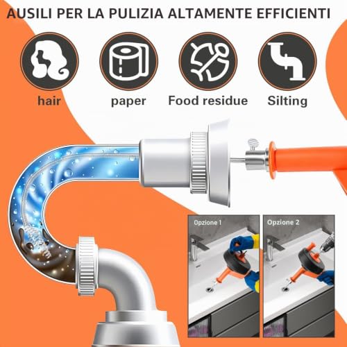 10M Professional Drain Pipe Spring for Sink and Drain, Electric & Manual Drainage Pipe with Drill Attachment for Kitchen, Bathroom, Toilet
