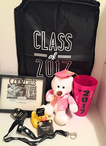 Class of 2017 Pre - Filled 6 pc. Graduation Keepsake Pink &amp; White Plush Teddy Bear Gift! Pre Filled &amp; Ready For Giving!