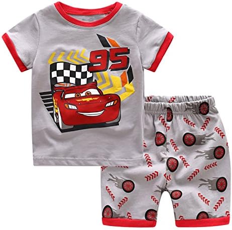 Tinaflower Racing Car Little Boys Short 2 Piece Pajama Sets 100% Cotton Sleepwear (Size:18Mons-7Years)