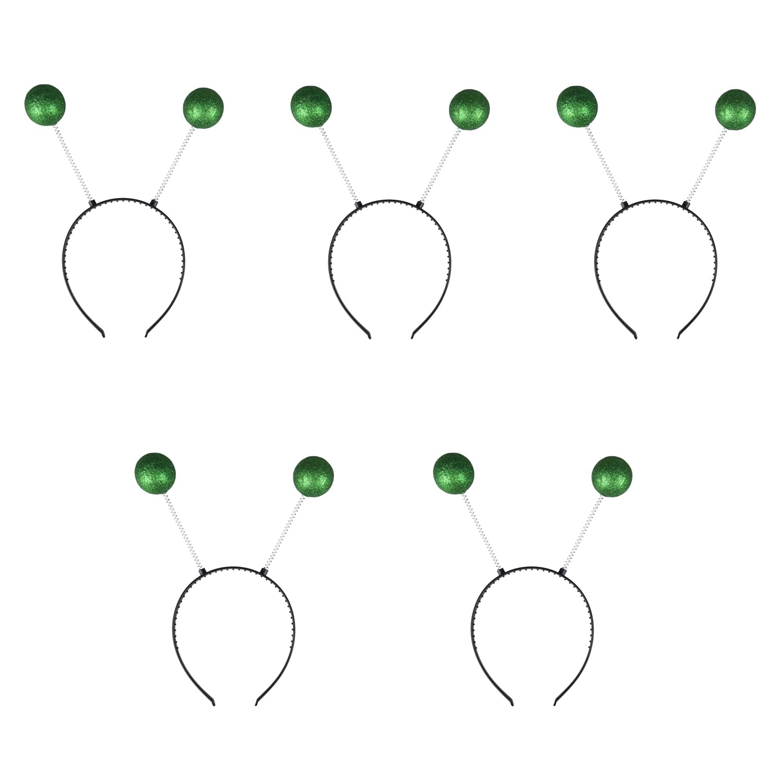 NAUZE 5 Pieces Green Head Boppers Martian Antenna Headband Boppers Balls Coloured Headband for Halloween Christmas Party Favor (Green)