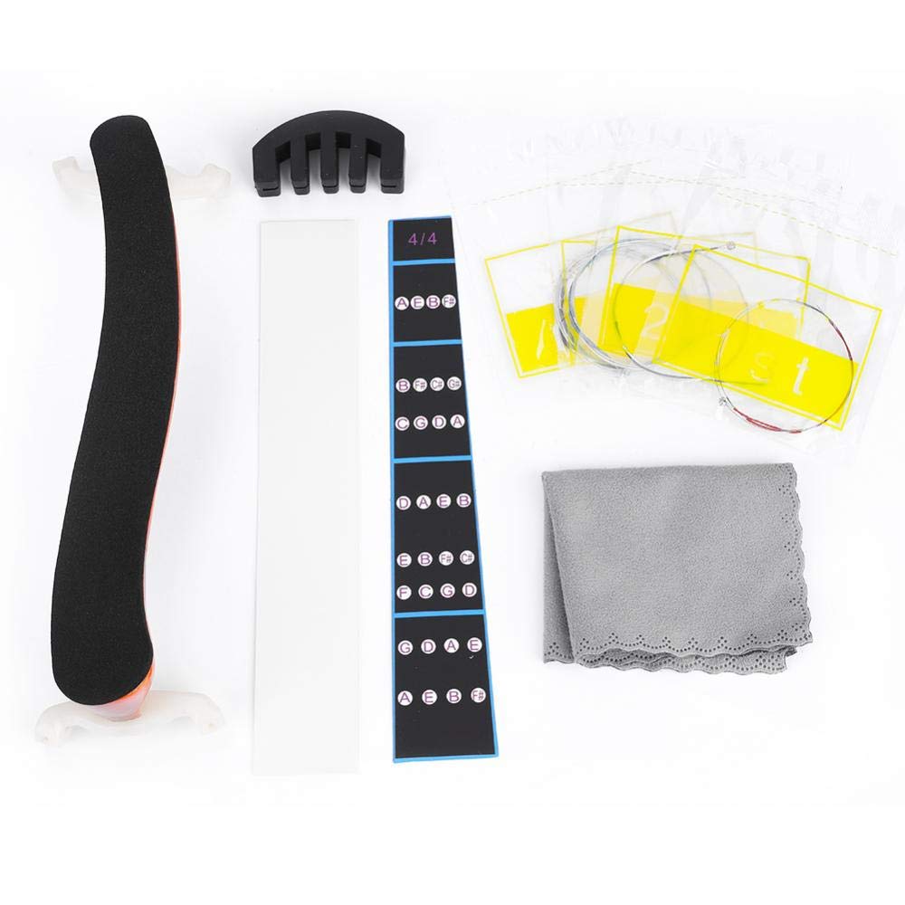 Alomejor Adjustable Violin Shoulder Rest Professional String Mute Fretboard Sticker for 4/4 Size Violin Instrument