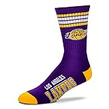 NBA 4 Stripe Deuce Socks - Men's Large (fits 10-13) (Los Angeles Lakers)