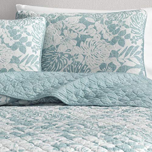Tommy Bahama King Quilt Set, Reversible Cotton Bedding with Matching