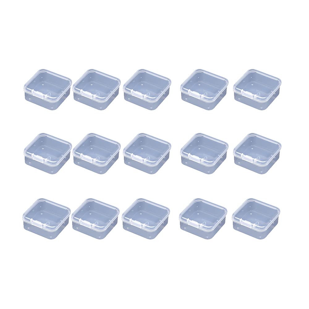 WYAN 15 Pack Square Clear Plastic Storage Containers Box with lids, for organizer Box Case for Beads,earplug, and More Small Items(4.3x4.3cm)