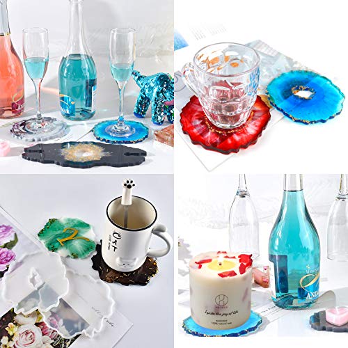TEQIFU Wine Rack Coaster Resin Mold,Silicone Wine Butler Casting Molds,Druzy Geode Agate Resin Coaster Molds,1Pcs Wine Glass Holder Resin Molds, 6Pcs Coaster Molds,Wine Butler, Wine Caddy,Cups Mats