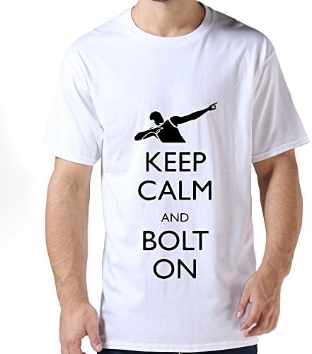 HXSB Custom Made Keep CALM And Usain Bolt On T Shirt For Gentleman