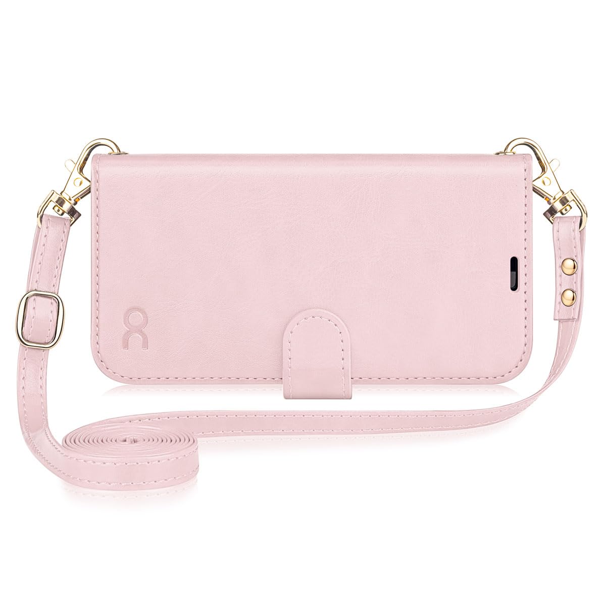 OCASE for iPhone 16 Pro Case with Strap, Adjustable and Detachable Crossbody Lanyard PU Leather Wallet Case with RFID Blocking, Card Holders, Kickstand, Shockproof Flip Cover, Pink
