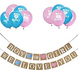 Coobey Boy or Girl Banner and Gender Reveal Balloons Decorations for Baby Shower Gender Reveal Party Pregnancy Announcement