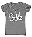 P&B Wedding Bride (White Text) Women's V-Neck, M, H. Grey
