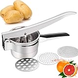 JmeGe Potato Ricer/Fruit and Vegetables Masher Food Ricer Large Capacity 420ml-100% Stainless Steel with 3 Interchangeable Ricing Discs JmeGe Potato Ricer/Fruit and Vegetables Masher Food Ricer Large Capacity 420ml-100% Stainless Steel with 3 Interchangeable Ricing Discs