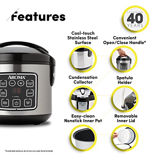 Aroma Housewares ARC-914SBD 8-Cup (Cooked) Digital Cool-Touch Rice Cooker and Food Steamer, Stainless Steel Home & Kitchen, Kitchen & Dining, Small Appliances, Slow Cookers