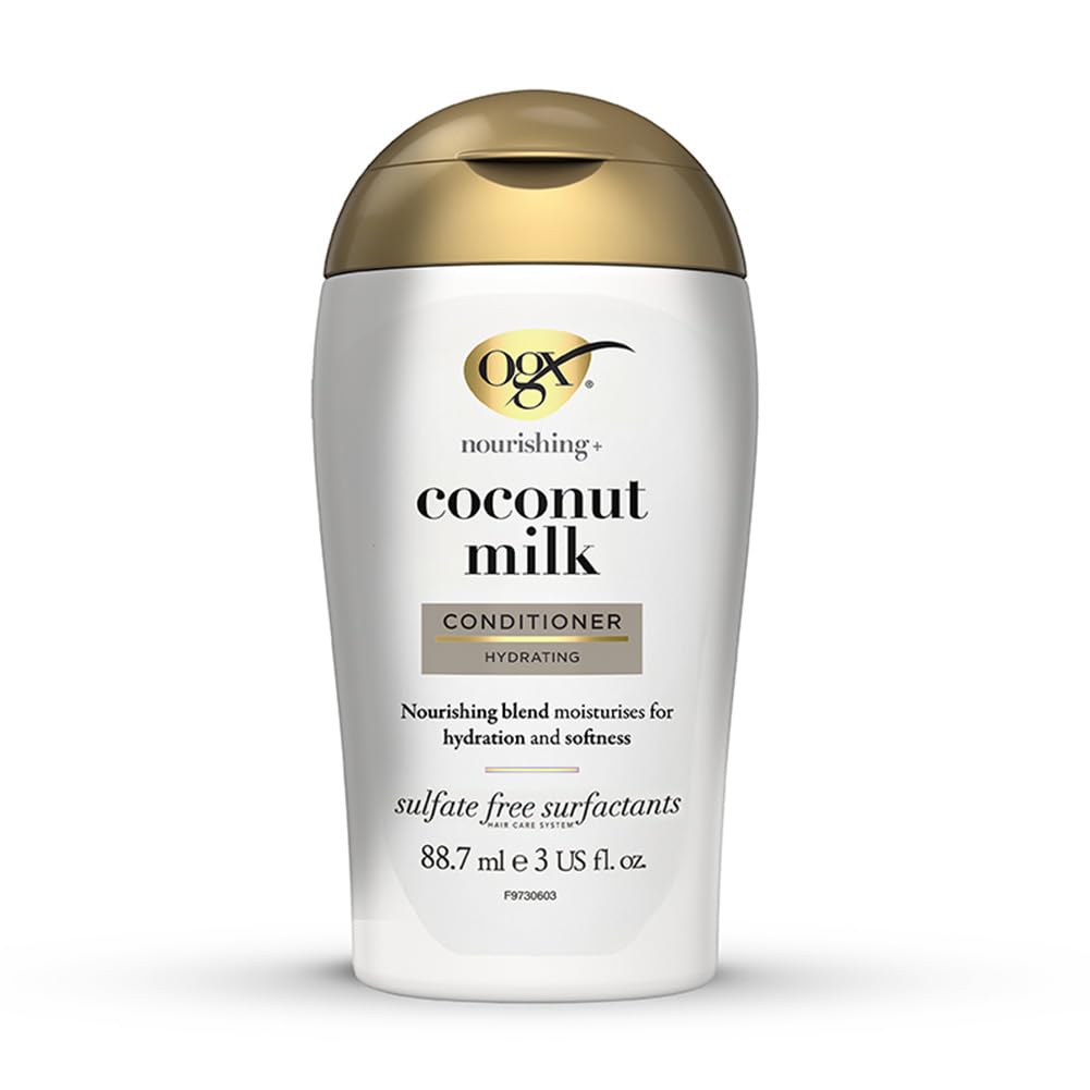 OGX Nourishing with Coconut Milk Conditioner, Moisturizes Hair for Hydration and Softness, for Dry and Damaged Hair, Sulfate Free, 88.7ml