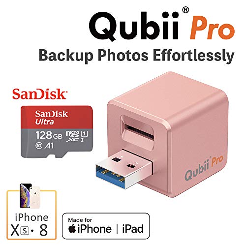 Qubii Pro Photo Storage Device for iPhone & iPad, Auto Backup Photos & Videos, Photo Stick for iPhone, Digital Photos Organizer【128GB - Rose Gold】 - Thumbnail 7