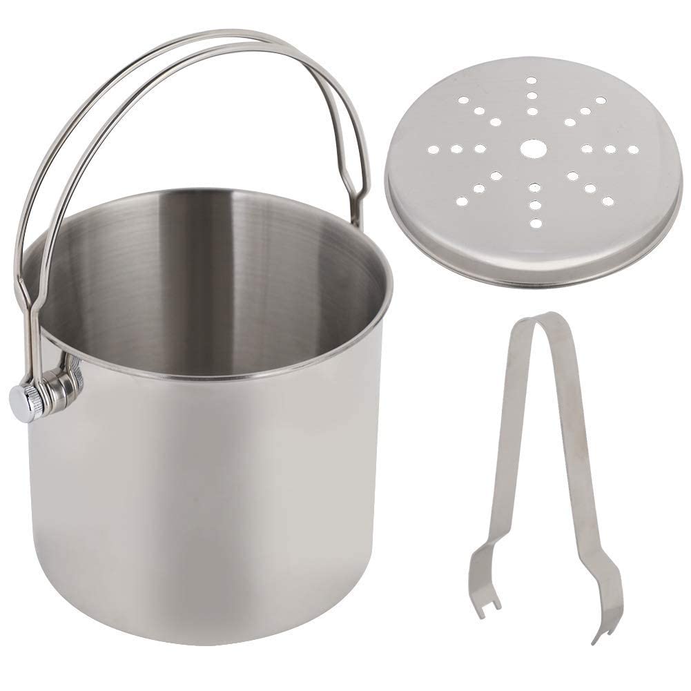 2L Ice Bucket, Insulated Double Wall Bar Ice Bucket Stainless Steel Party Drink Chiller Ice Bucket Container Drink Cooler with Lid and Strainer for Beer, Champagne and Wine