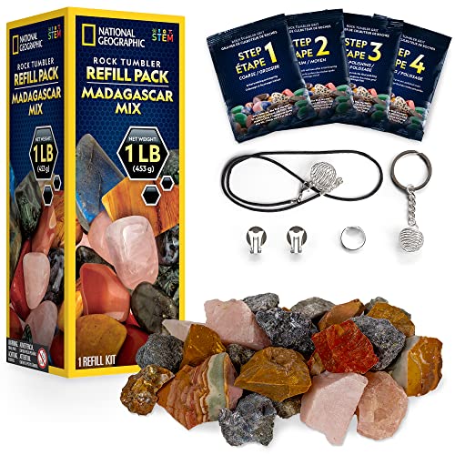 NATIONAL GEOGRAPHIC Rock Tumbler Refill Kit Madagascar Rocks for Tumbling Rock Tumbler