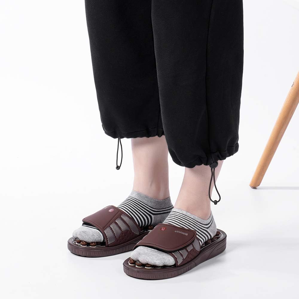 BYRIVER Acupressure Slide Slippers Plantar Fasciitis Foot Massager, Jade Indoor Massage Flip Flops Shoes, Reflexology Sandals Relaxation Gifts for Mom dad (03S): Health & Personal Care