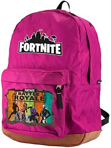 Fortnite Backpack Battle Royale Premium Leather Bottom School Bag Notebook Daily 15 inch Laptop Backpack (PU PINK))