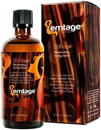 SILKtáge Rejuvenating Styling Serum - 3.4 fl oz. 100% Pure Hair Oil with Organic Argan, Camellia, Monio to Soften, Smooth, Shine, Protect and Tame All Hair Types - Especially Dry, Damaged, Frizzy Hair