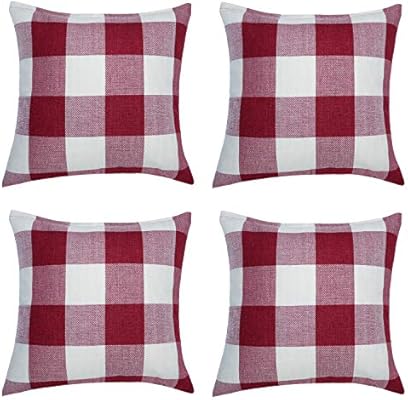 Aneco 4 Pieces Black White Check Plaid Cushion Classic Tartan